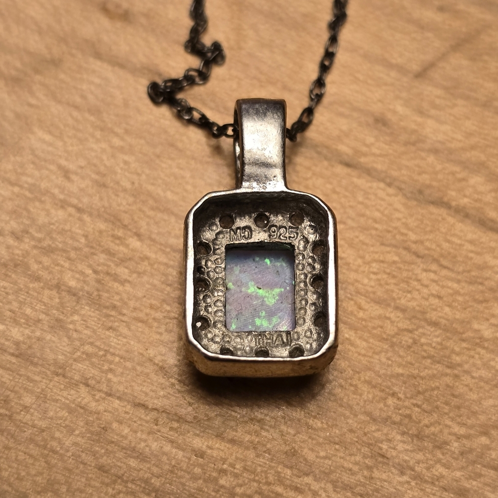 Sterling Silver Opal Pendant Necklace - Picture 2 of 4